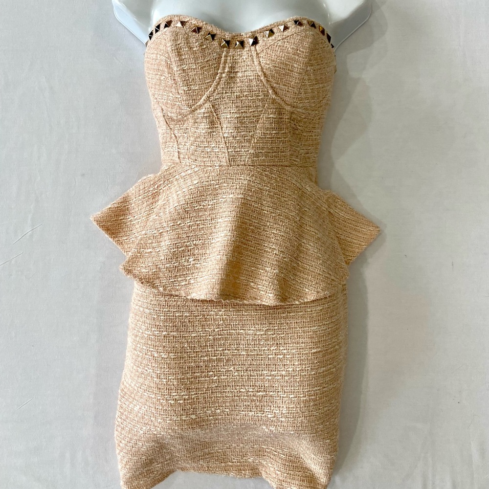 Tweed Peplum Formal Dress